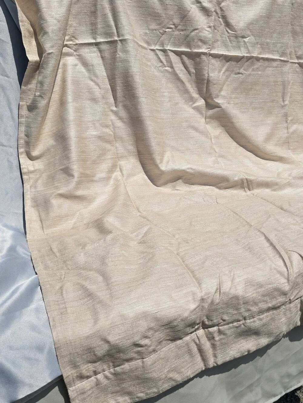Quince Raw Silk True Blackout Curtain Panel 48x84 Ivory Single 48